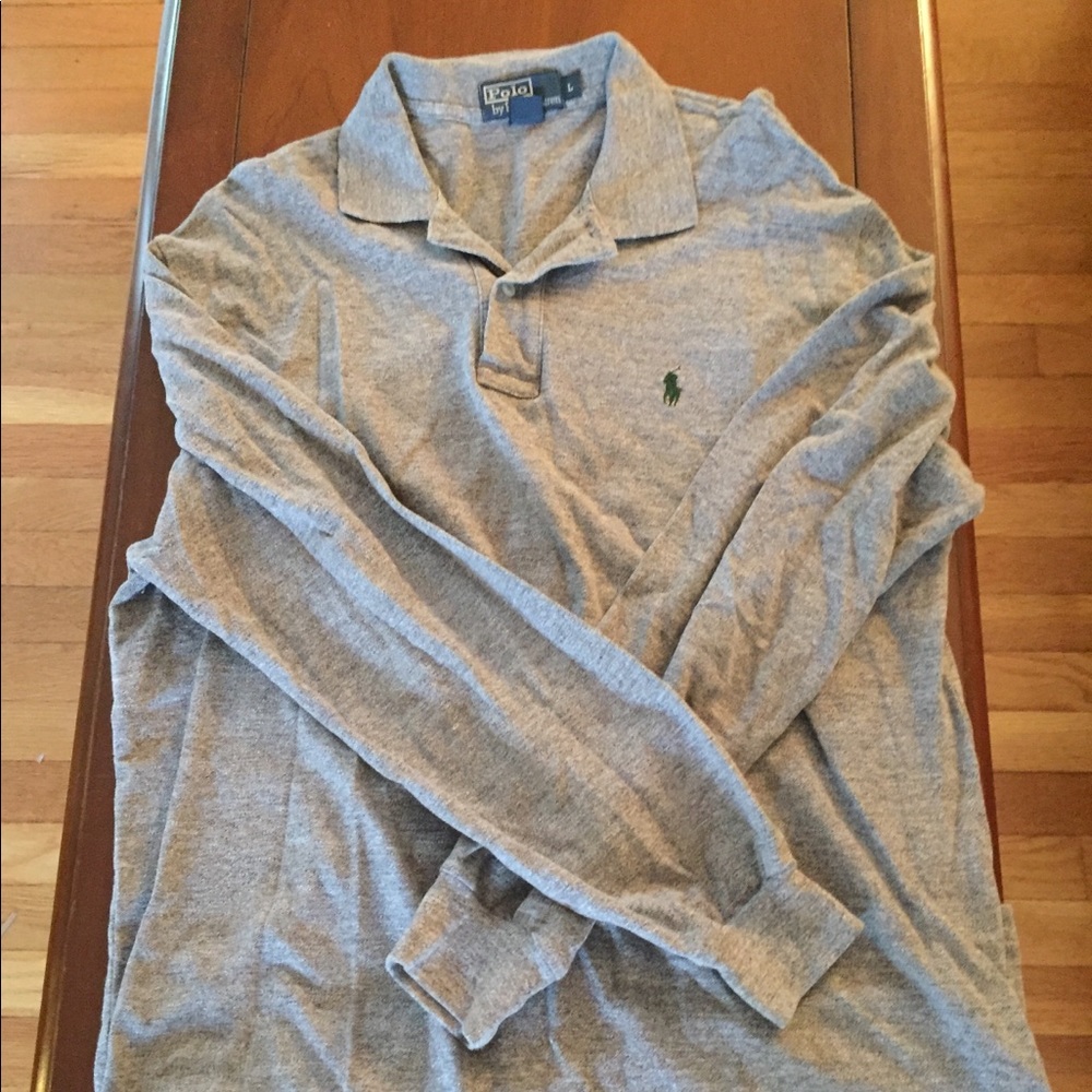 Men’s Ralph Lauren Long Sleeved Polo, Gray, Large